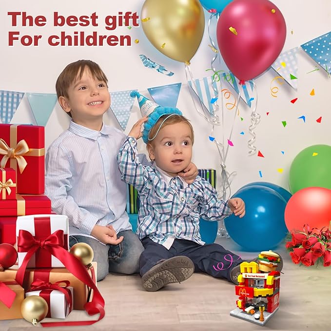 Building Blocks Set, Burger House DIY Bricks Toys, City Construction Stacker, Educational STEM Toys for 6 Years Old Boys and Girls, Toddler Building Blocks Gifts