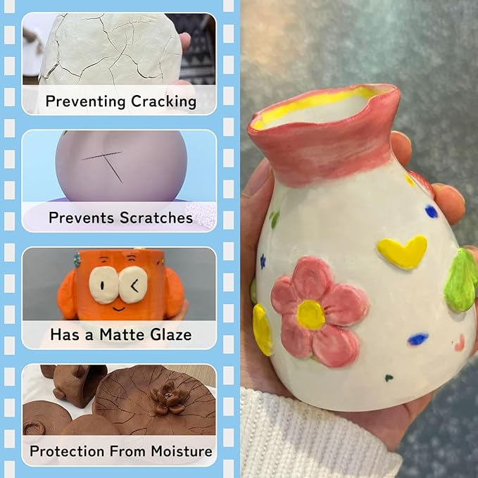 100ml Air Dry Clay Varnish,Air Dry Clay Sealant for Airdry Clay,Air Dry Clay Glaze Can Not Only Used to Prevent Clay Cracking, Scratches, and Wear,It Can Also Having a Matte Glaze Effect (Matte)