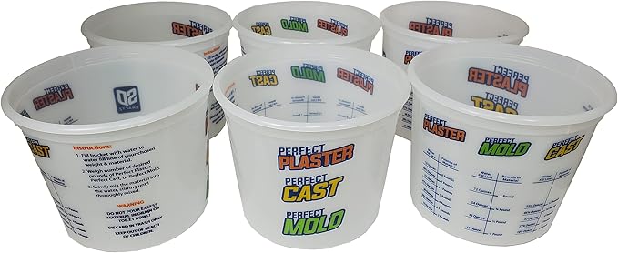 Perfect Craft Caster's Set of 6 Measuring & Mixing Buckets for Perfect Cast, Plaster and Mold Making Materials