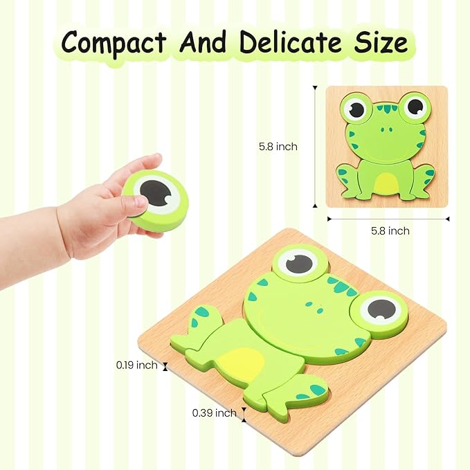 Wooden Puzzles for Toddlers 2-4, 6 Pack Animal Puzzles for Age 1-3, Montessori Educational Toy for 1,2,3,4 Years Old Boys and Girls, Baby Toys Gifts Package Storage