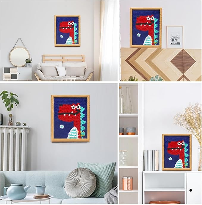 URSDIART Dinosaur Pom Poms Craft Supplies, Pom Poms Art Craft Kits for Ages 8-12,6-9,15 Years+, DIY Pom Pom Painting Art Kit,Classroom Bulk Craft Supplies for Kids & Adults,Beginners