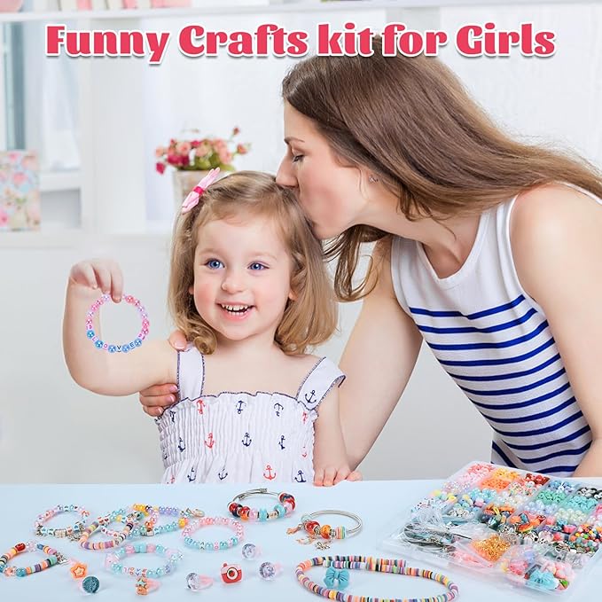 3200 Pcs Unicorn Jewelry Activity Kit,Clay Beads Bracelet Making Kit,Flat College Style Beading for Friendship Jewelry Making,Crystal Time Gem Ring Gifts,DIY Crafts for Teen Girls(Sapphire blue)