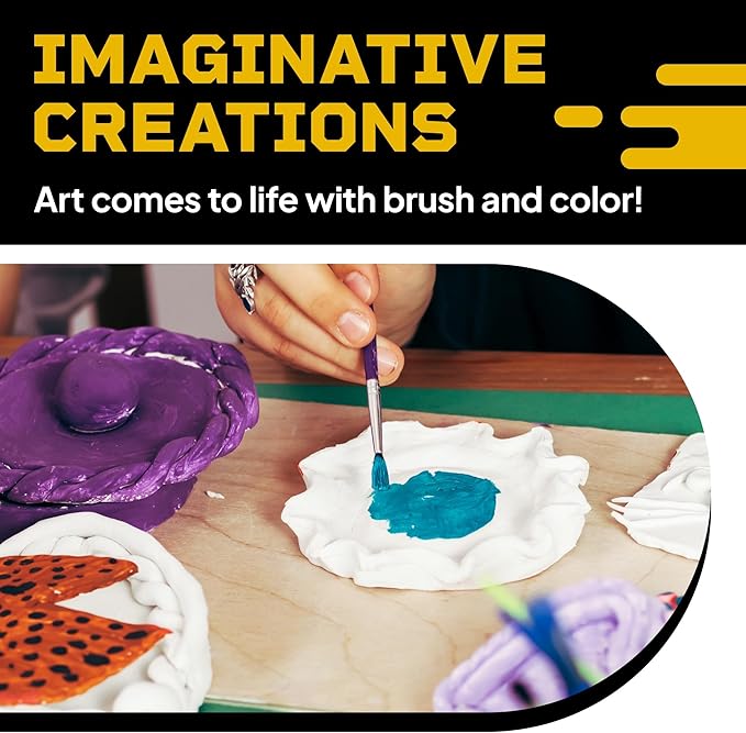DIBYS at Home Pottery Kit for Adults & Kids | Air-Dry Clay Set with Sculpting Tools, Modeling Clay in White, Paints & Brushes | Creative DIY Kit for Kids & Adults | Arts & Crafts Gift Ideas