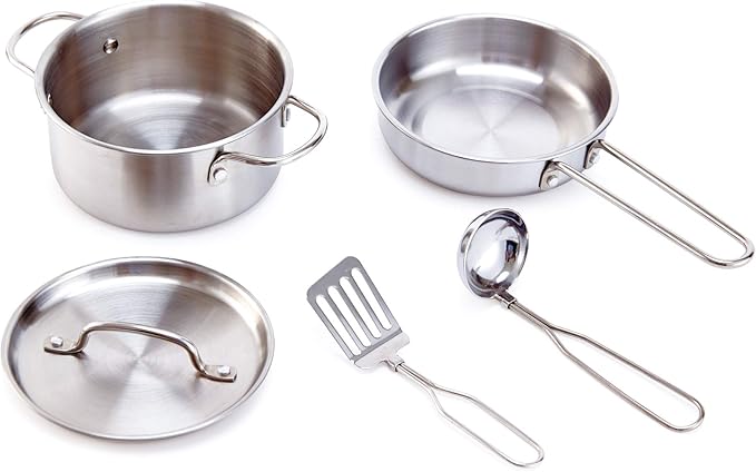 Hape Wooden 2-in-2 Kitchen & Grill Set| Pretend Realistic Role Play Kitchen Toys for Kids