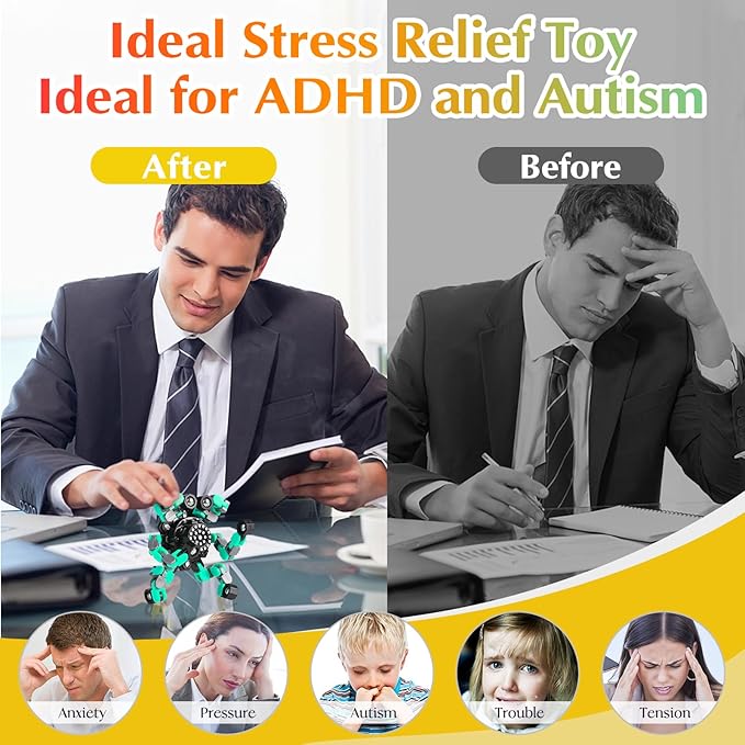 Transformable Fidget Spinners for Kids and Adults Stress Relief Sensory Toys for Boys and Girls Fingertip Gyros for ADHD Autism for Kids Gifts