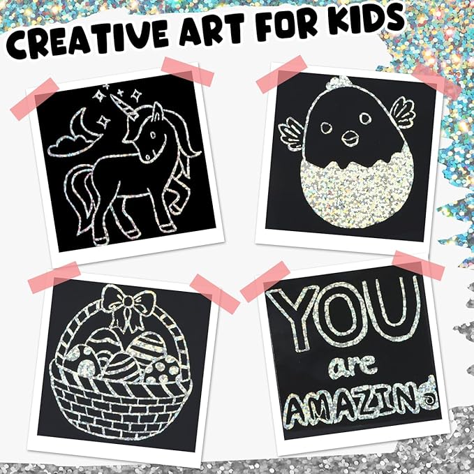 ZMLM Rainbow Scratch Art Paper Mini Note for Kids Gifts Ages 4-8 Bulk Craft Supplies for Teen Girls Boys Easter Basket Stuffers Birthday Classroom Party Games Toy Valentines Day Gift(Silver