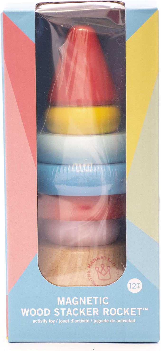 Manhattan Toy Stacker Rocket Baby and Toddler 7 Piece Magnetic Wooden Stacking Toy Set