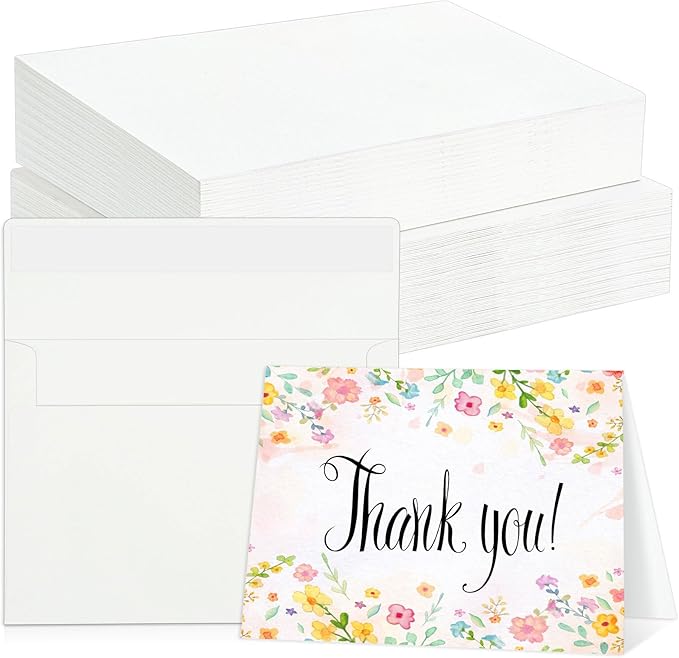 60 Sets Watercolor Cards with Envelopes, 140 lb/300 GSM Watercolor Paper Cards, 4x6 Inch Foldable Blank Watercolor Postcards and Envelopes for Greeting Cards, Wedding Invitations, Thank You Cards