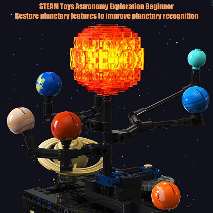 Solar System Building Toys, Rotatable Educational Toys for Science Experiments,Lighted Ornaments for The Night,Birthday Gift for Ages 8 up,Gifts for Christmas (775 Pieces)