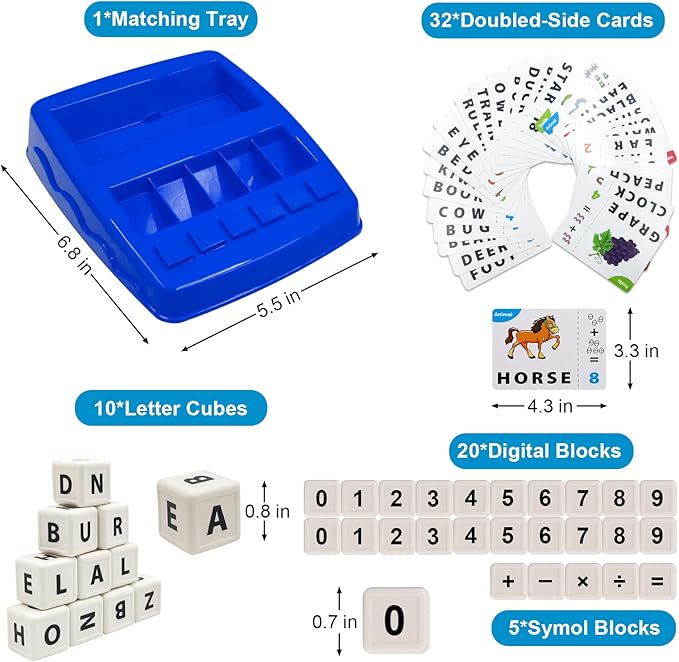 Flash Cards for Kids, 2 in 1 Education Matching Letter Games,Phonics Alphabet Spelling & Reading Toys, Learning Toy Birthday Gifts for Preschool Kindergarten Boys Girls Activities Ages 4-8