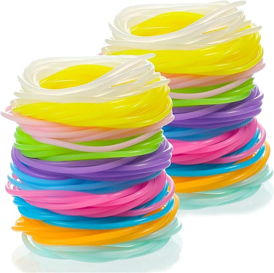 Sumind 200 Pcs Jelly Bracelets 80s Glow Silicone Jelly Bracelets Women Hair Ties Retro Neon Rainbow Silicone Wristband, Halloween Christmas Disco Party for Adults
