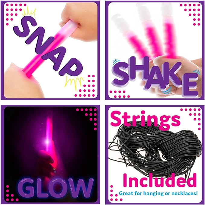 PartySticks Glow Sticks Party Supplies for Kids and Adults (25pk Assorted) - 6 Inch Bulk Glow Light Up Sticks Party Favors, Glow in the Dark Party Decorations, Waterproof Nontoxic Glow Necklaces