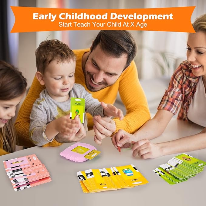 Talking Flash Cards with 224 Sight Words, Montessori Educational Learning Interactive Toddler Toys, Speech Therapy and Autism Sensory Toys, Pink