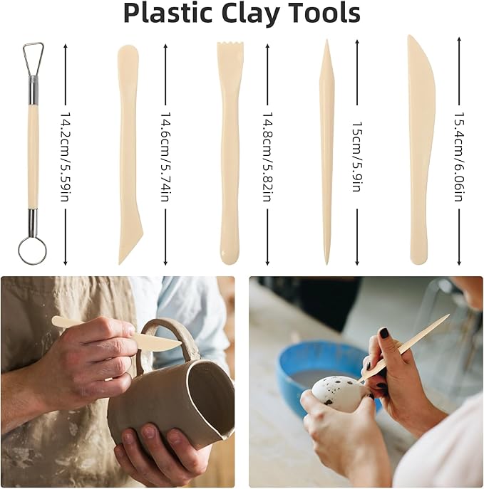 AULEEP Clay Tools Kit, 35 PCS Pottery Tools Set - Polymer Clay Sculpting Tools for Adults & Beginners, Air Dry Clay Tools for Pottery Craft, Drawing, Dotting, Carving, Embossing, Molding, Shaping 
