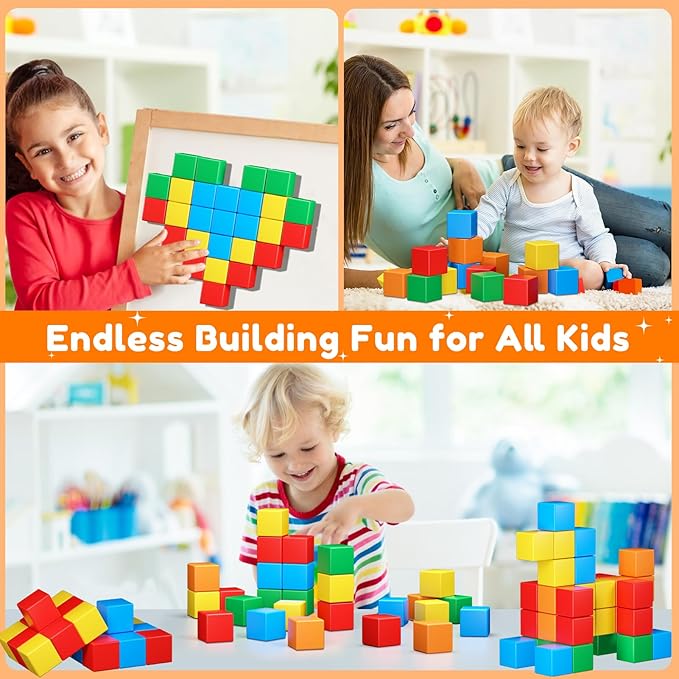 Magnetic Blocks for Toddlers Toys,1.42 Inch Building Blocks Toys for 3 4 5 6 7 8+Years Old Boys Girls, Magnetic Cubes for Kids STEM Montessori Toys Educational Sensory Magnet Toys for Kids Age 1-3 3-5
