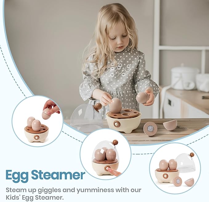 ROBOTIME Kids Toy Kitchen Set - Wooden Play Kitchen Appliances with Toaster, Mixer, Blender with Realistic Sounds, Play Kitchen Accessories Toy Food Set for Kids - Kitchen Playset for Toddlers(4-Set)