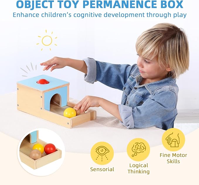 Montessori Baby Toys 6-12 Months, 7 in 1 Educational Toys for Toddlers Early Learning Present (Soft Building Blocks, Object Permanence Box, Rattle, Texture Cards, Wooden Egg, Wooden Book)