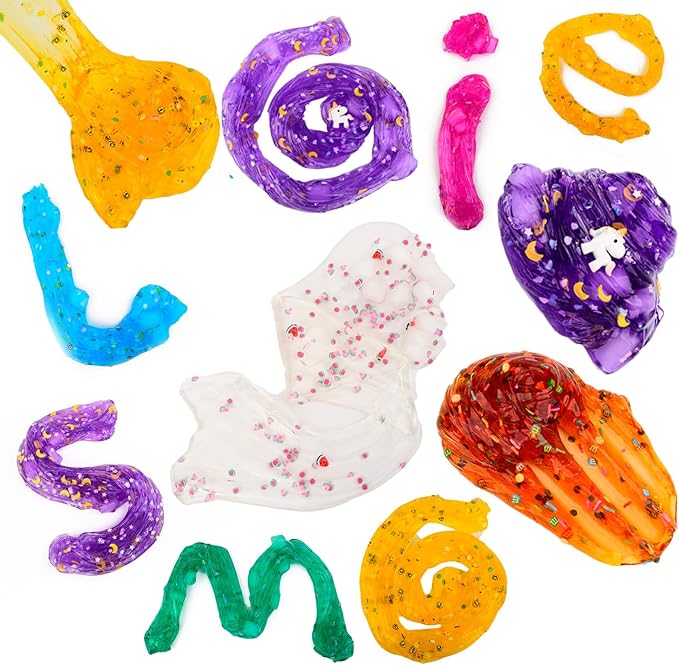 12 Pack Jelly Cubes Clear Slime Set Crystal Slime with Jelly Cubes Party Favors Holiday Birthday Toys for Kids Christmas Toys for Boys and Girls