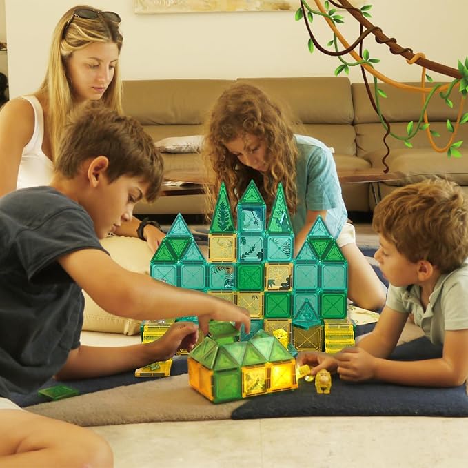Magnetic Tiles for Kids Ages 4-8 Educational Toys Magnet Building Blocks 54 Set Montessori Cubes for Boys Girls Gift Birthday Present Sensory Learning Preschool Daycare Kindergarden