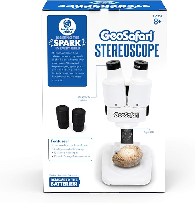 Educational Insights GeoSafari Stereoscope - Introductory Stereo Microscope for Kids Ages 8+, Science Toys for Kids