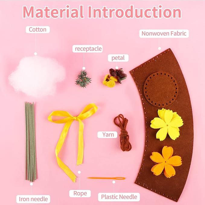 4 pcs Kids Arts and Crafts Sewing Potted Flower kit Ages 1-3, Toddler Arts and Crafts for Kids Preschool Educational Toys Sewing Kit for Kids 1 2 3 4 5 6