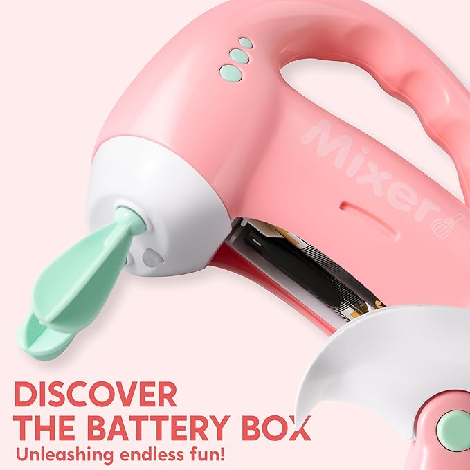 Joyin Play Kitchen Toys, Pretend Play Kitchen Appliances Toy Set with Coffee Maker, Mixer, Toaster with Realistic Lights& Sounds, Birthday Gift for Kids Ages 3+, Pink