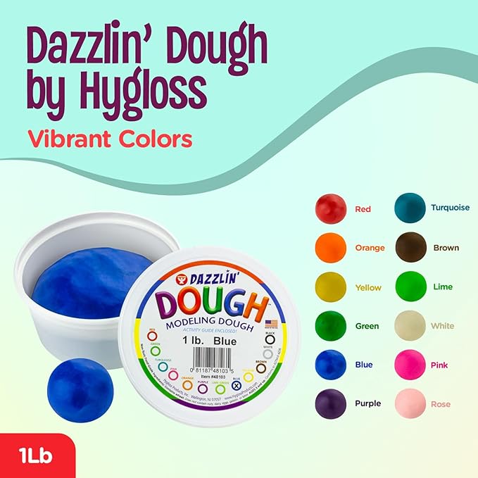 Hygloss Play Modeling Dough - 12lb. Dough Unscented - Safe & Non-Toxic for Kids Arts & Crafts - Party Favors - Classroom Supplies, 12 Assorted Colors