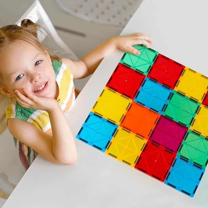 FNJO Magnetic Tiles, 110PCS Magnet Building Set, Magnetic Building Blocks,Construction STEM Learning and Playing Toys for Kids, Montessori Toy for Preschool Boys Girls Toddlers Classroom Must-Haves