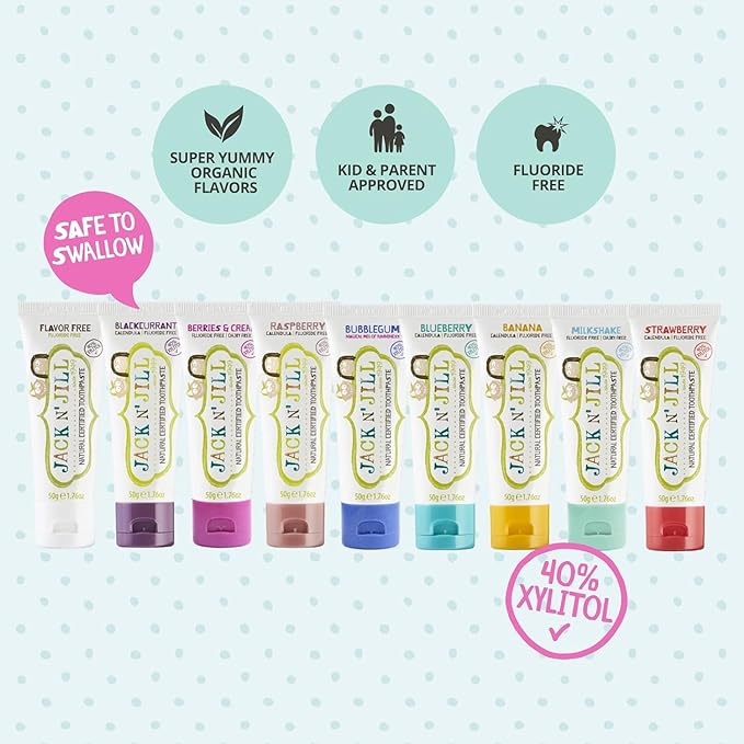 Jack N' Jill Natural Toddler Toothpaste for Baby, Kids and Infants 6 Months & Up, Fluoride Free Training Toothpaste for Toddlers 1-3, 40% Xylitol, BPA Free - Banana, 1.76 oz (Pack of 1)