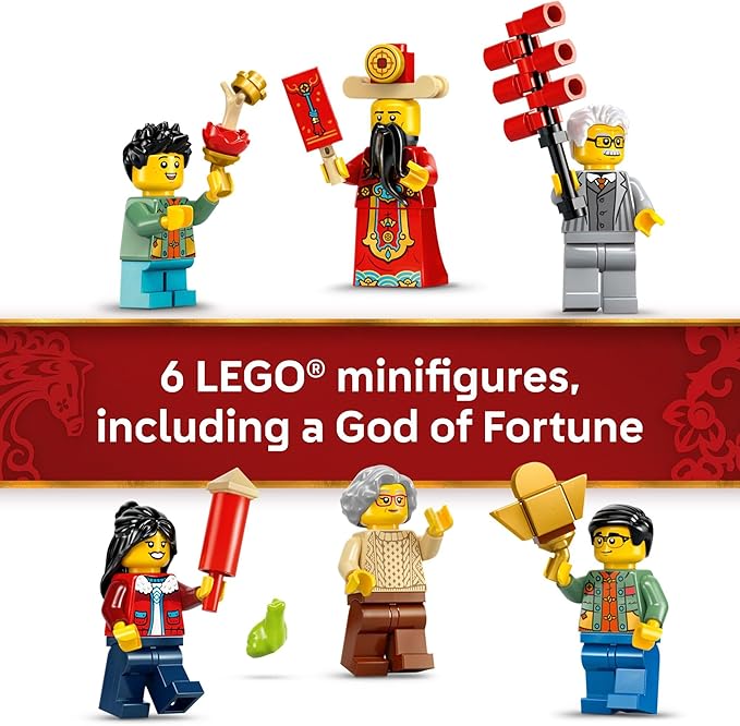 LEGO Spring Festival Fortune Firecracker Kids Building Toy - Chinese New Year Toy for Boys & Girls, Ages 9+ - Play & Display Wall Art with Realistic Sound Effects - Gift Idea for Birthdays - 80118