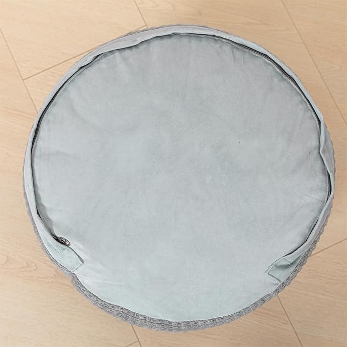 Pouf Ottoman Stuffed 20x20x12 Inches Floor Pouf Plush Fiber Ottoman Foot Rest Under Desk Foot Stool for Living Room Bedroom (Gray Pouf with Filler)