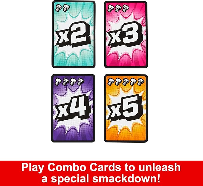 Mattel Games Rock ‘Em Sock ‘Em Robots Fight Cards Card Game, Team Party Game for Kids & Adults with 2 Boxing Gloves