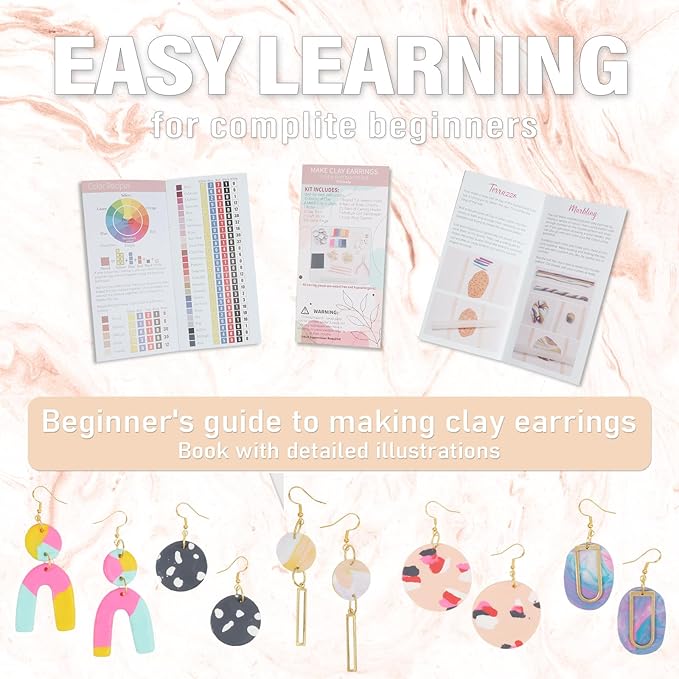 Patemby 184Pcs Polymer Clay Earring Making Kit for Art Craft Gift Teen Girls and Adults, Ages 12+ DIY Polymer Clay Earring Jewelry Craft Making Set