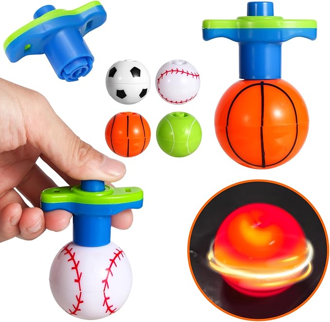 10Pack LED Light Up Spinner Tops Launcher with Gyroscope Motion Colorful Flashing Toys Novelty Bulk Goodie Bag Fillers Gifts Stuffers for Birthday Party Favors
