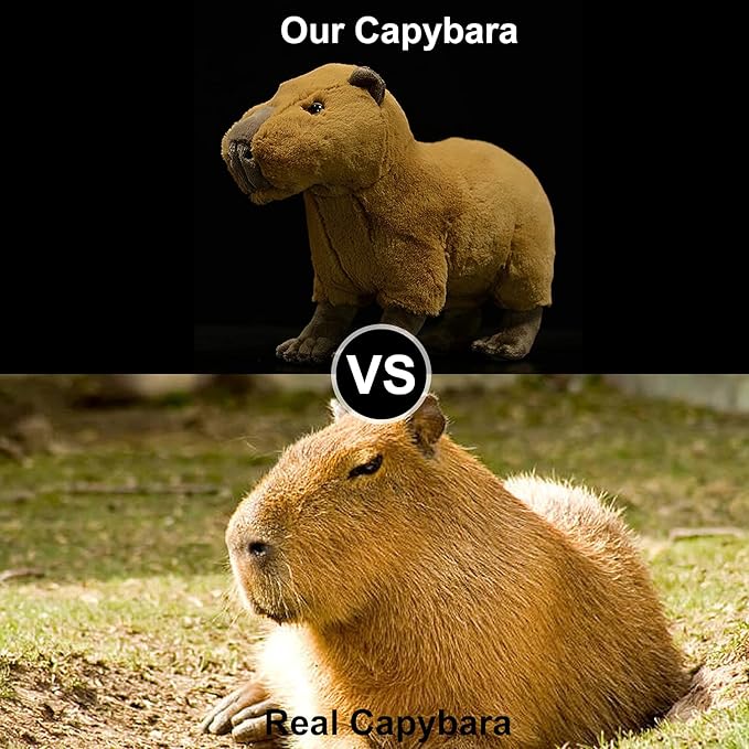 ZHONGXIN MADE Simulation Capybara Plush Toy - Soft Real Life Rodent Simulation Plush Toys, Lifelike Wild Animals Crawling Capybara Stuffed Toys Birthday Gifts for Kids, 13Inches