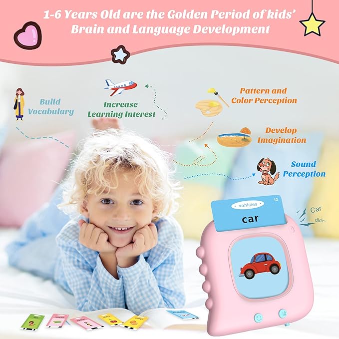 Talking Flash Cards,Toddler Flash Cards with 384 Sight Words, Montessori Toys,Autism Sensory Toys,Pocket Speech Therapy Toys,Learning Educational Toys Gifts for Age 1 2 3 4 5 Years Old Boys and Girls