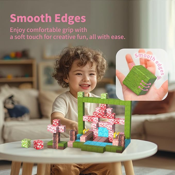 Magnetic Blocks-120PCS Magnets Cubes, Cherry Blossom Magnetic Building Blocks Toddler Magnetic Toys for Age 3-4 5-7 6-8,STEM Sensory Toys Birthday Gifts for 3+ Years Old Boys & Girls