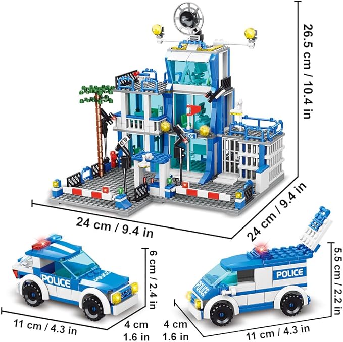 City Police Station Building Sets, 570pcs City Police Sets Toy Building Bricks Kit, Compatible with Lego,Gift for Boys 6-12