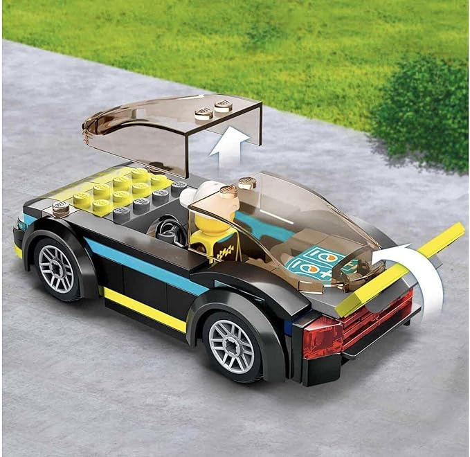 LEGO 60383 City Electric Sports Car Toy for 5 Plus Years Old Boys and Girls, Race Car for Kids Set with Racing Driver Minifigure, Building Toys