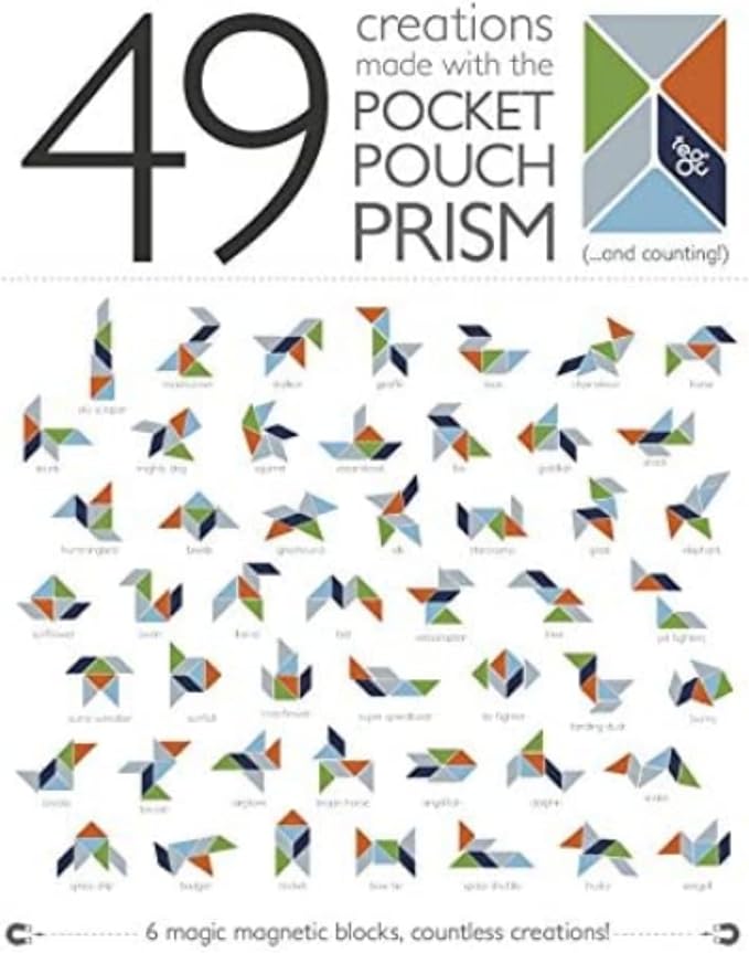 6 Piece Tegu Pocket Pouch Prism Magnetic Wooden Block Set, Jungle