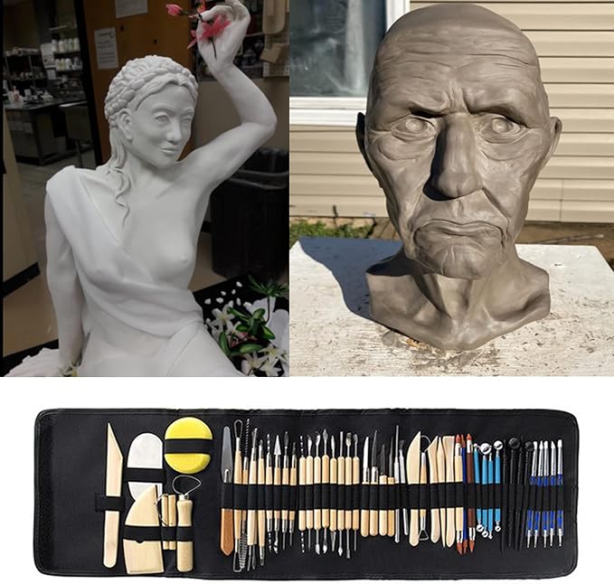 61Pcs Ceramics Clay Sculpture Polymer Tool Set Beginner's Craft Sculpting Pottery Modeling Carving Smoothing Wax Kit