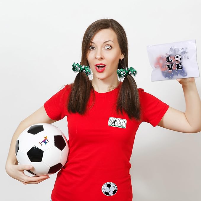 Kolewo4ever Girls' Soccer Gift Set - 160 Pieces Accessory Set Including Soccer Scrunchies, Bracelets, Makeup Bags, and Stickers - Multicolor