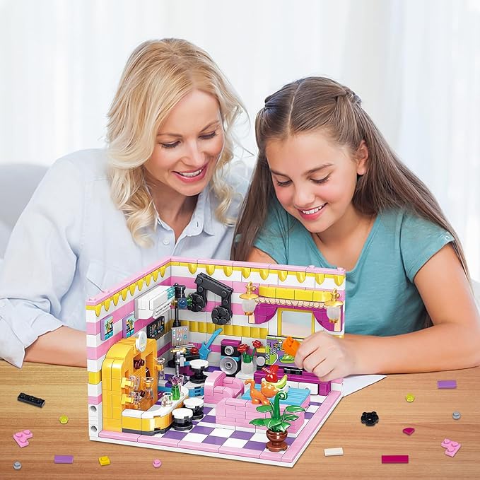 Friends House Building Block Sets, Girls Mini Living Room Entertainment KALAOK Friendship Playroom Apartment Bricks Kit Birthday Gifts for Adults Teens Old Kids 8-12 10-12 14+ (670 PCS)
