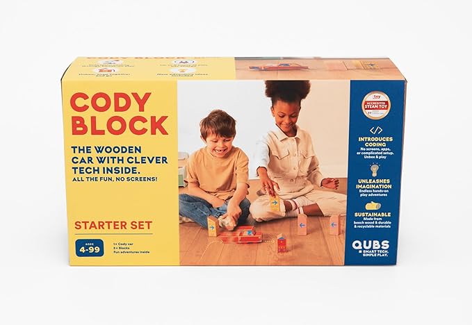 Cody Block Starter Set, Educational Wooden Building Blocks Coding and Car STEM Toys for Preschool Kids Ages 4+