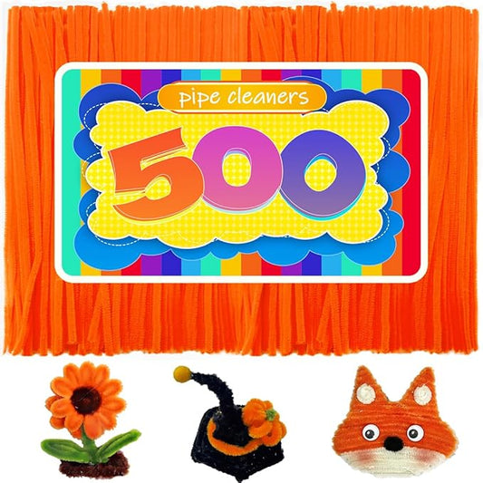 GAGANIU 500pcs Pipe Cleaners, Pipe Cleaners for Crafts, Craft Supplies Multicolor Chenille Stems for Art&Craft Christmas DIY Projects(Orange)