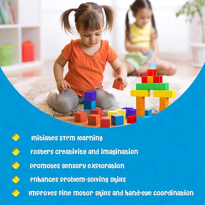 Extra Large Magnetic Blocks 35 Pieces 1.57 inch 4cm Size Perfect for Kids Preschool Kindergarden Elementary Building Cubes Sensory Montessori Construction Toddlers Boys Girls Educational Sensory
