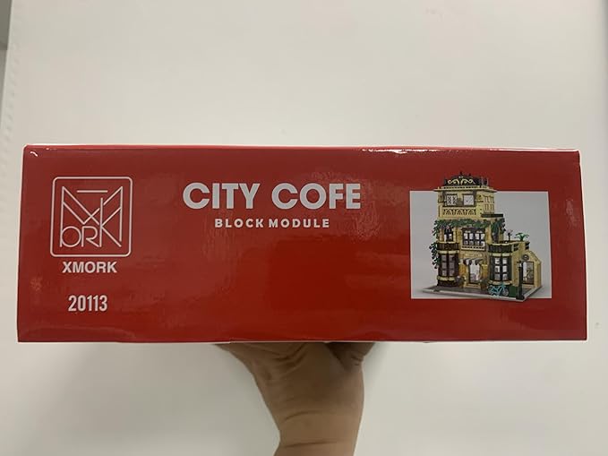 City Cafe Architecture Building Kit with LED Lights,3 Levels City Cafe Model Building Blocks Toy,for 12+Age Teen,Adult(1443 Pieces)