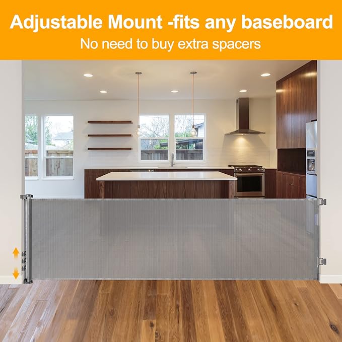 180 Inch Extra Wide Baby Gates for Large Openings Extra Long Retractable Dog Gate for Living Room, Kitchen, Dining Room, Bottom of Stairs, Doorway, Fireplace, Garage, Porch, Deck, Patio, Backyard