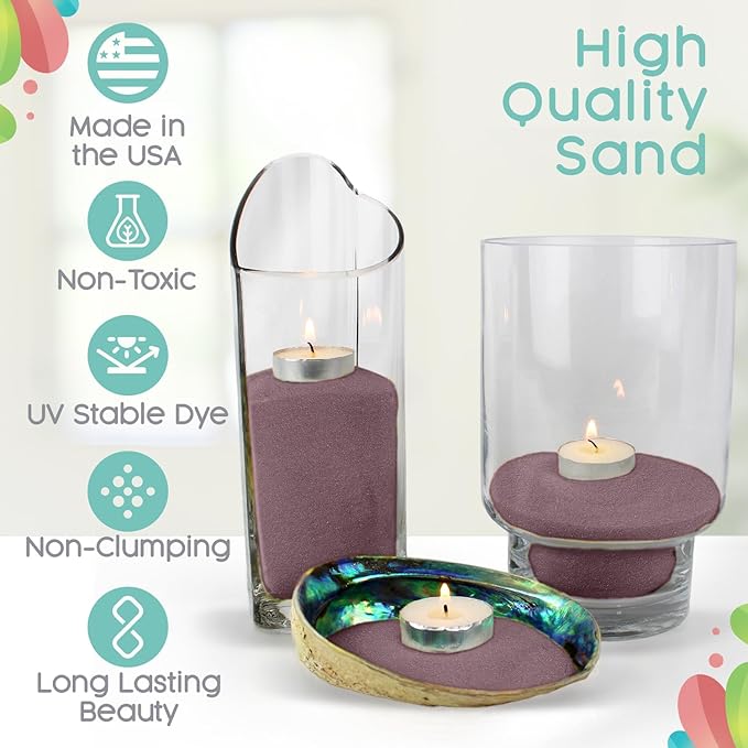 Sandsational Sparkle Quartz Unity Sand -1.5 LB (22 oz), Mauve Colored Sand for Weddings, Vase Filler, Home Decor, Craft Sand, Aquarium Sand, and More