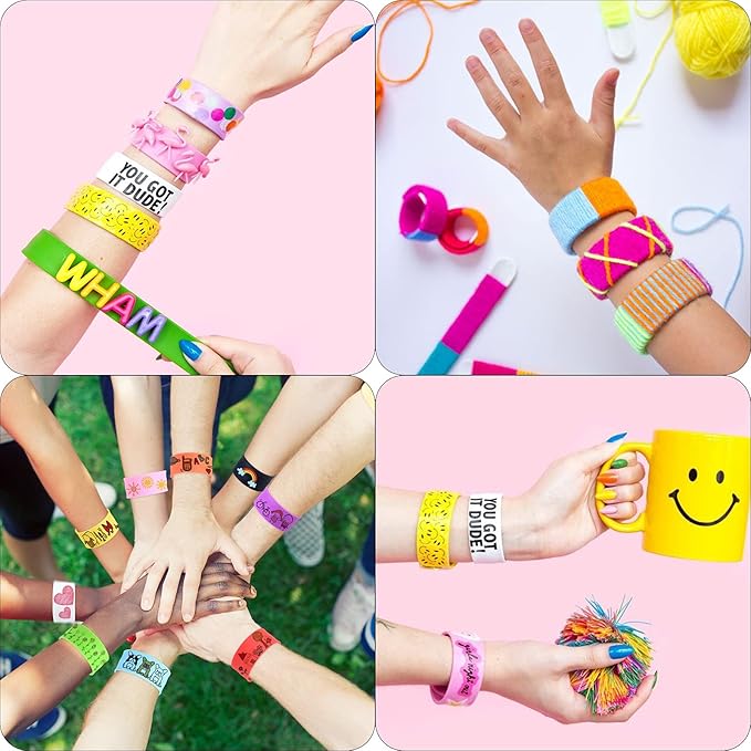 Umikk 110 Pack White Slap Bracelets Bulk, 8.7 x 1.2 Inch DIY Slap Bracelet for Kids, Blank Slap Bands for School Craft Projects, Birthday, Halloween, Christmas, DIY Painting, Vinyl Wrapping